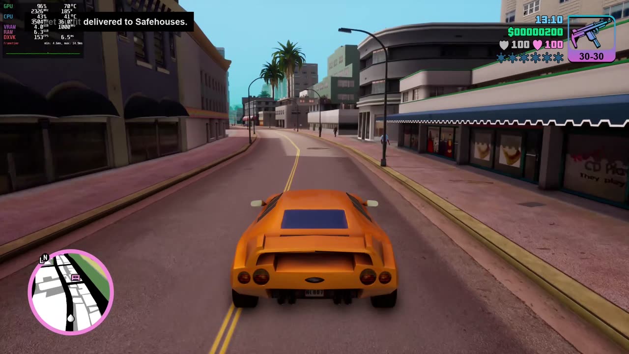 Gta Vice City Definitive Edition on linux on rx 6700xt 1440p