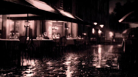 The sound of rain falling on the street. White noise. Black screen. ASMR.