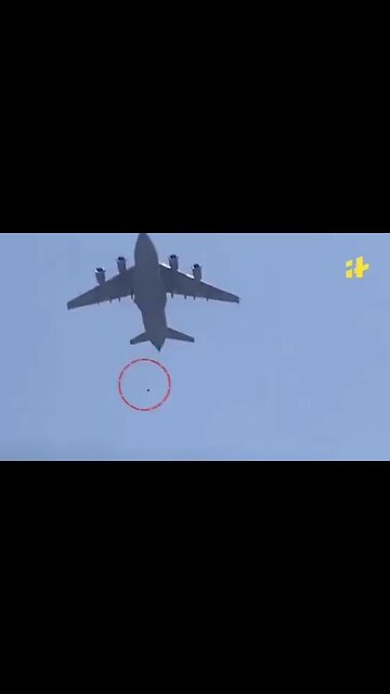 Video shows two people falling off aircraft mid-air in Afghanistan.