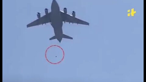 Video shows two people falling off aircraft mid-air in Afghanistan.