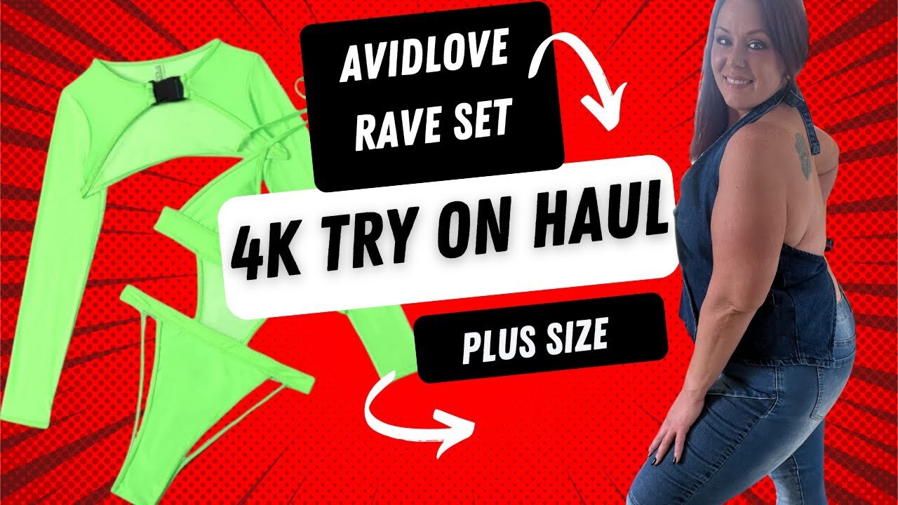 4k Transparent Plus size Try-on Haul @Avidlove Rave Set Cut out Sheer #plussize #fashion