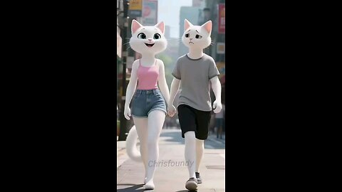 A cute beautiful cat leaves her boyfriend.