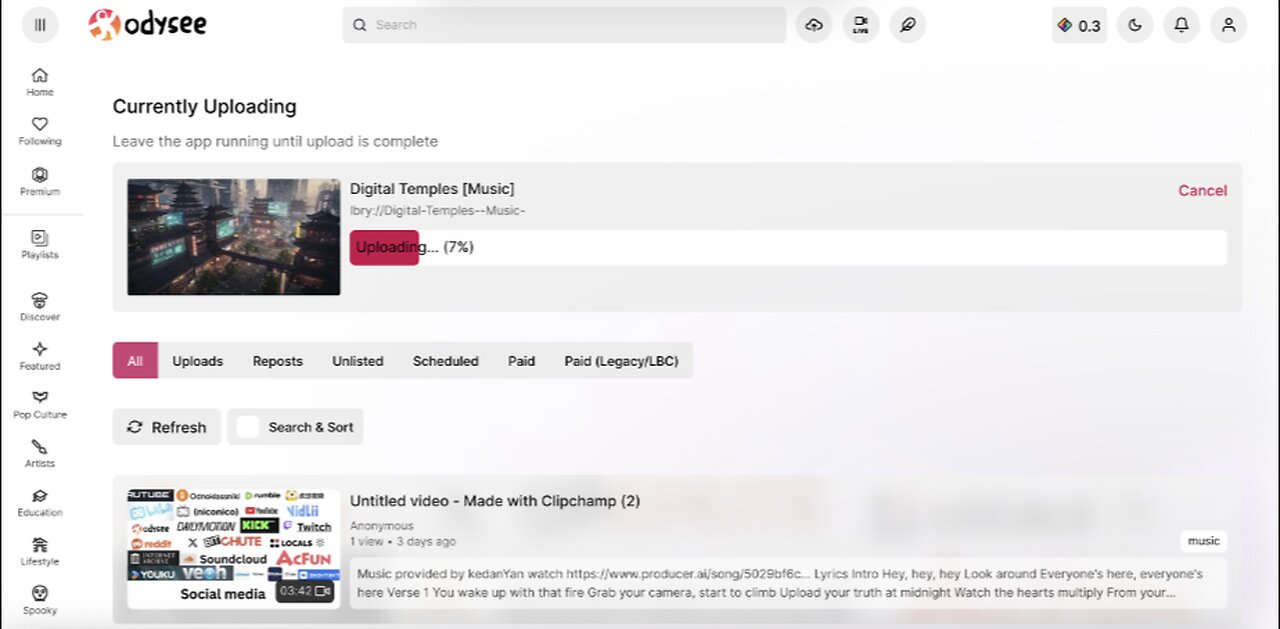 Am Uploading This Music videos To Odysee