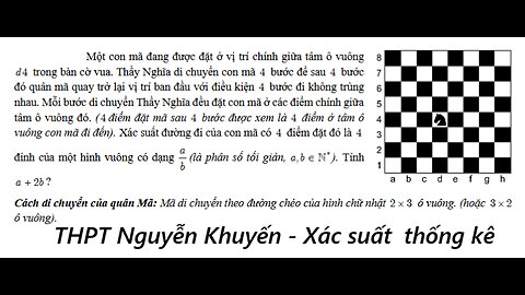 THPT Nguyễn Khuyến: Một con mã đang được đặt ở vị trí chính giữa tâm ô vuông 4d trong bàn cờ vua