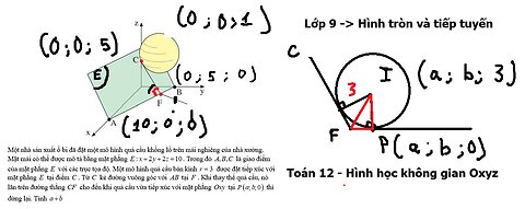 Toán 12: Một nhà sản xuất ổ bi đã đặt một mô hình quả cầu không lỗ trên mái nghiêng của nhà xưởng