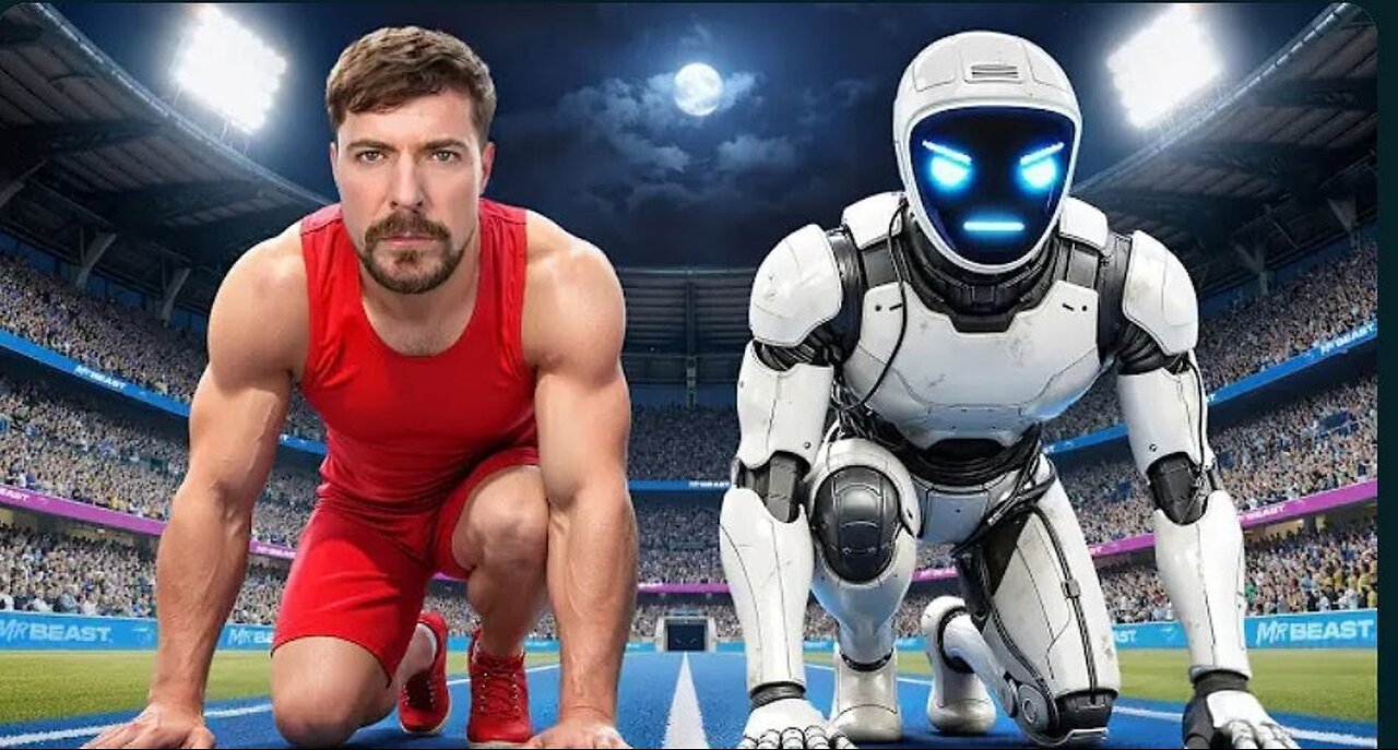 world faster man vs robot | Mr beast