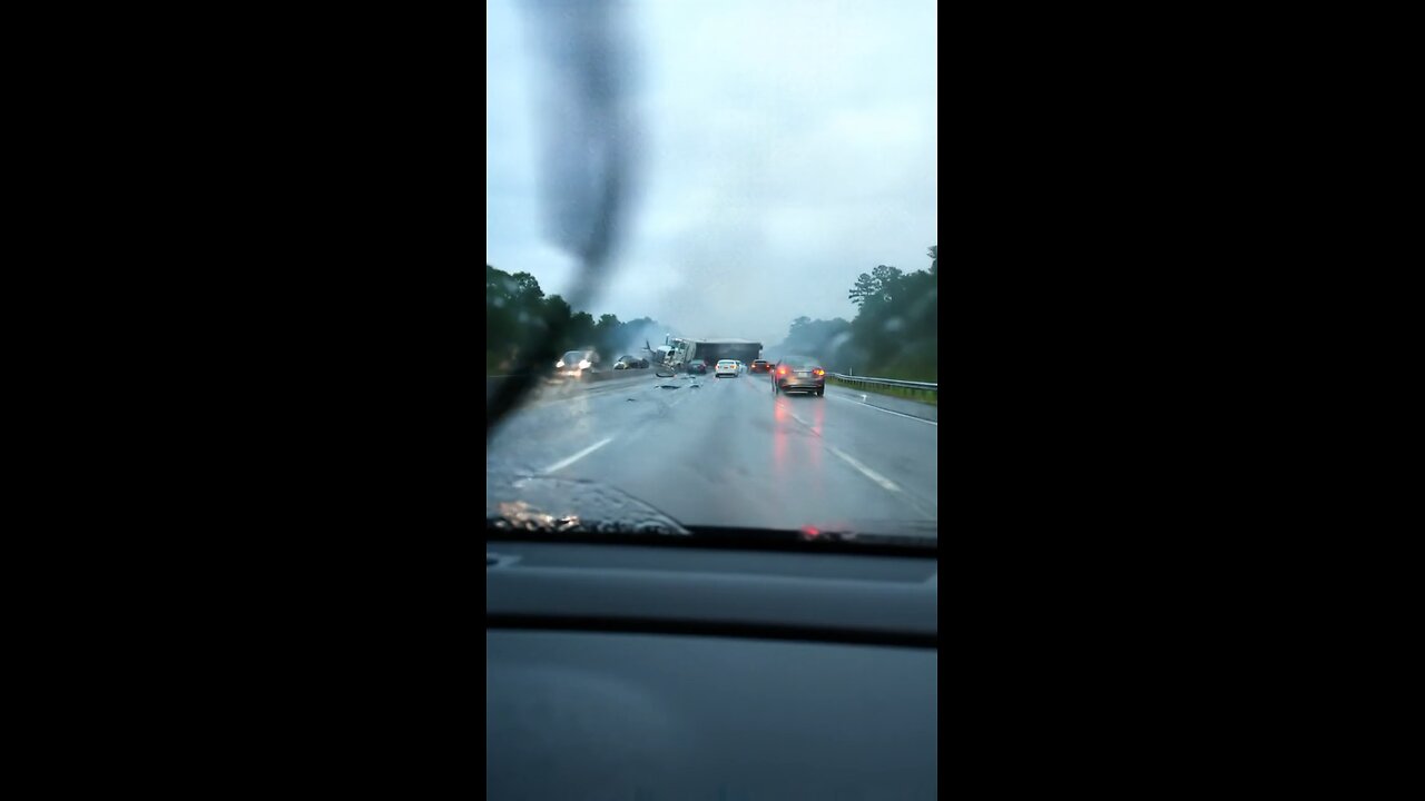 A huge Accident caught on dash cam! Road Blocked!!