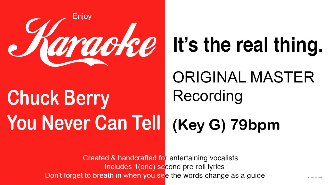 Chuck Berry - You Never Can Tell (Key G) 79bpm (2025) Karaoke