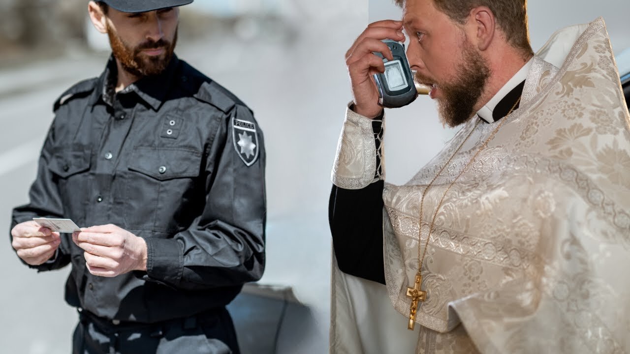 Drunk priest stopped in his car by the police!