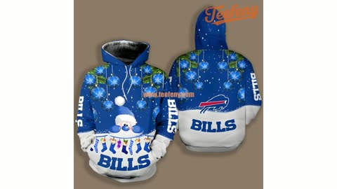 Buffalo Bills Christmas Santa Blue White 3D Shirt Design Hoodie