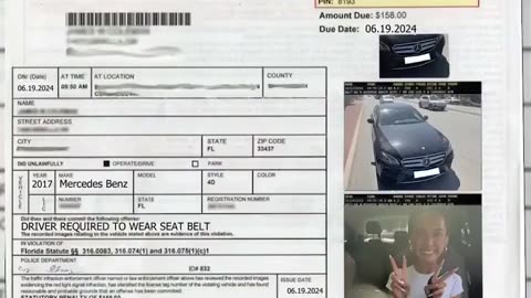 The driver received a traffic fine for not wearing a seatbelt.
