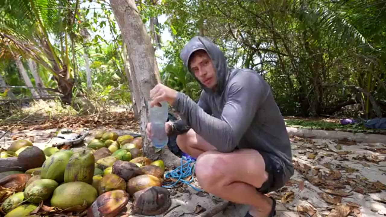 Man surviving the wild for 7 days straight on an island