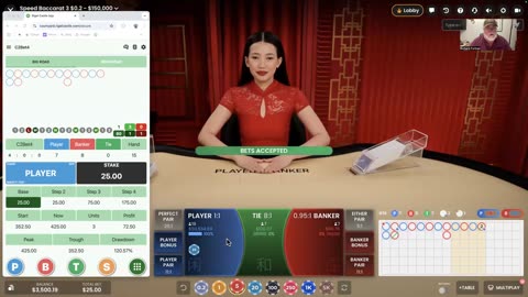 Win at baccarat with the Marty 1137 using $25 base bets and the Rigel Castle App.