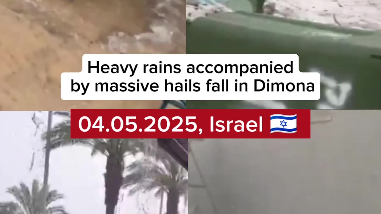 Heavy rains accompanied by massive hails fall in Dimona, Israel 🇮🇱 (04.05.2025)