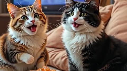 "Cat Catches Fish, Shares BBQ & TV Time 🐟🔥🐾"