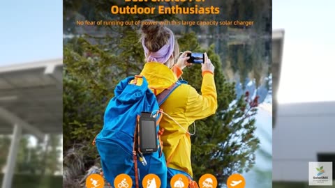 Durecopow Solar Charger Power Bank 20,000mAh, Portable Charger, 4 Cables 3 Ports