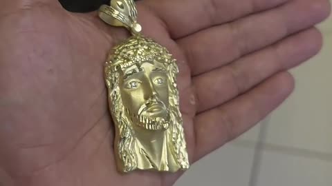 Real 10K Gold Satin Finish Jesus Heads Pendants
