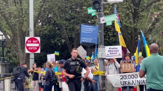 Ukraine Supporters at the same corner at 11:53am - 8/18/25