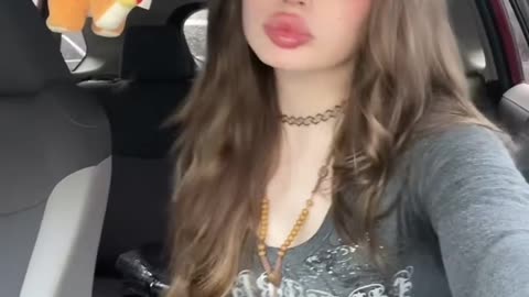 The barbie doll tgirl inside the car