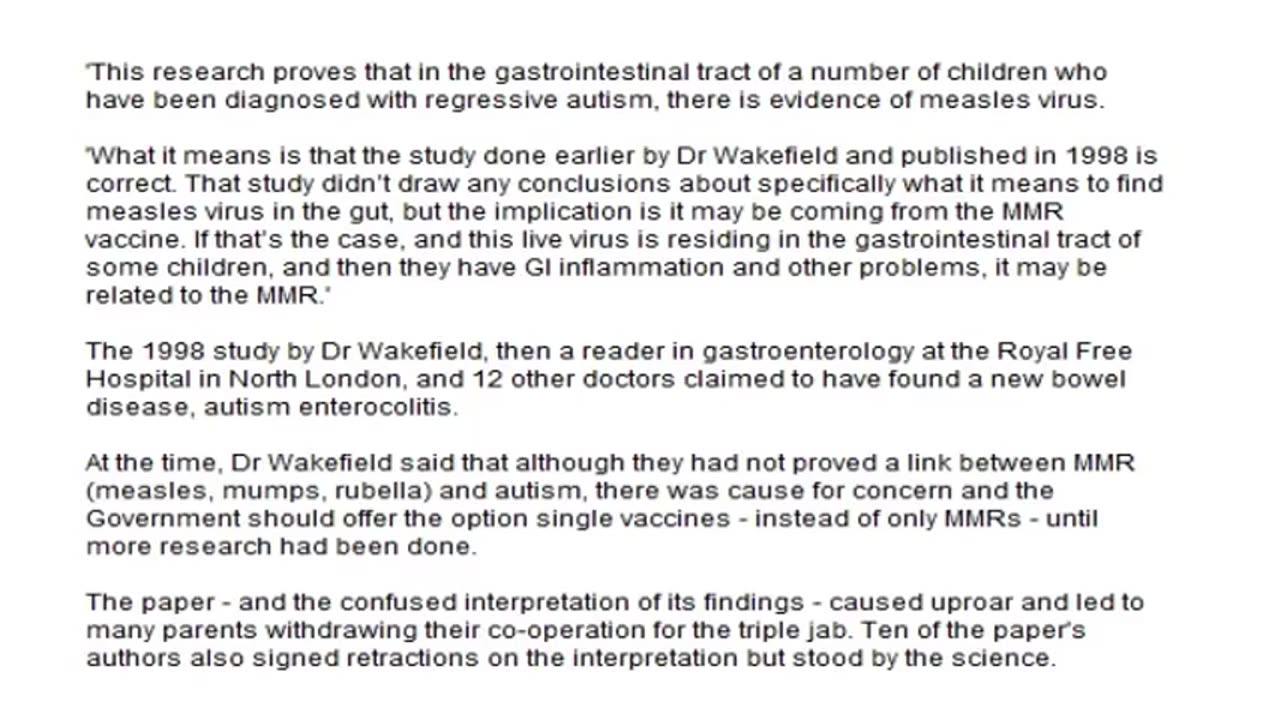 Alan Watt - MMR Vaccine Linked to Autism and Bowel Disease