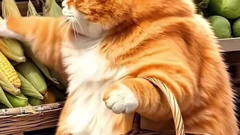 Cat cooking lunch 😋😁