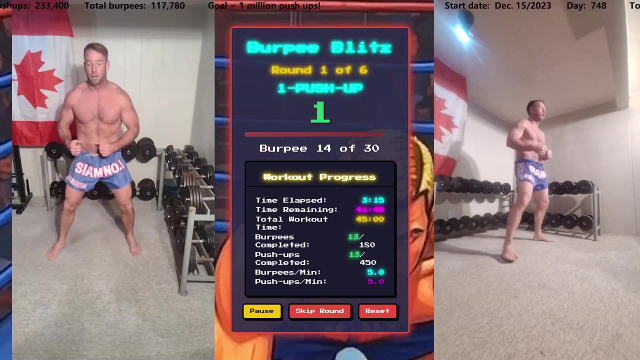 Everyday 450 push ups and 180 Burpees!