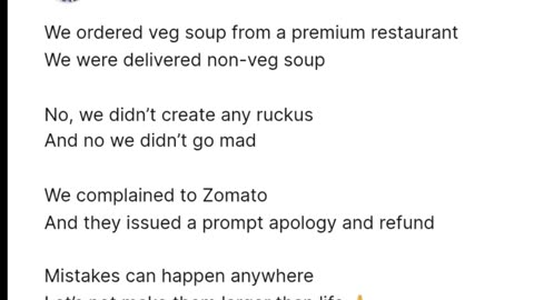 Man Gets Non-Veg Soup Instead of Veg, Responds Calmly —But Netizens Lash Out at His 'Chill' Reaction