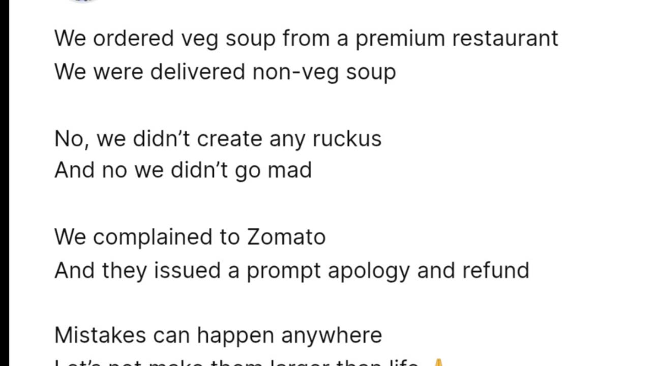 Man Gets Non-Veg Soup Instead of Veg, Responds Calmly —But Netizens Lash Out at His 'Chill' Reaction