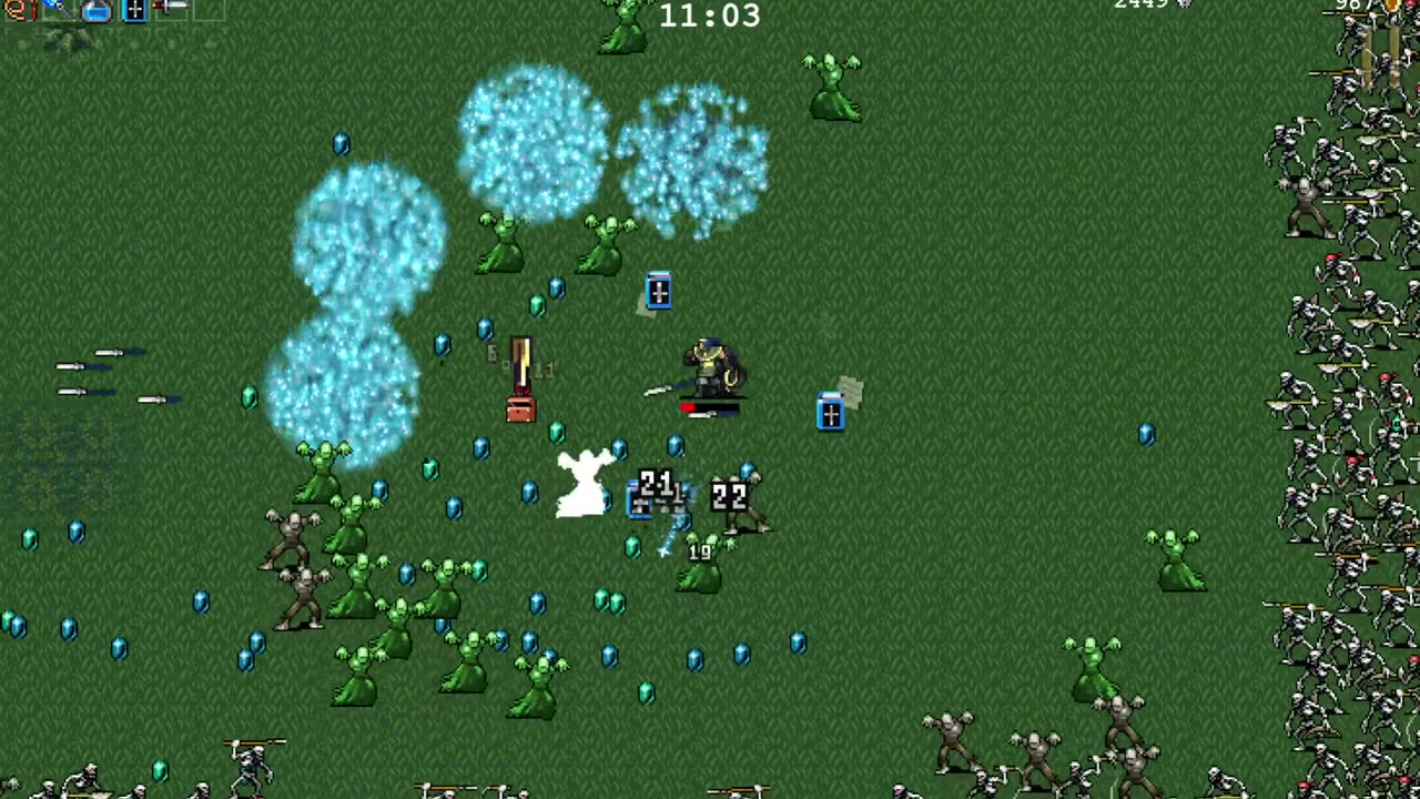 Vampire Survivors attempting to beat mad forest on a fresh save file
