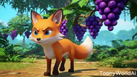लोमड़ी और अंगूर | बच्चों की नैतिक कहानी |The Fox and the Grapes | Hindi Cartoon Rhyme | ToonyWorldAi