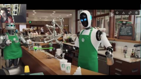 The Robots Work At A Starbucks Store Fake Funny Parody Video With Live Commentary