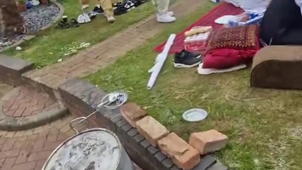 The quite essential "new normal" garden party in "Modern England".