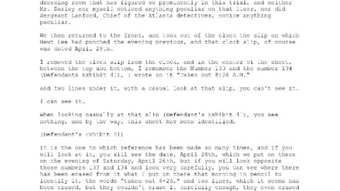 Monday, August 18, 1913: Unsworn, Oral Statement of Leo M. Frank