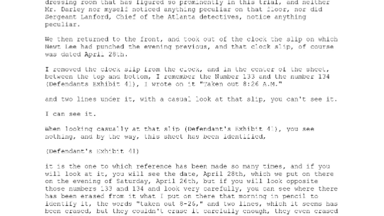 Monday, August 18, 1913: Unsworn, Oral Statement of Leo M. Frank