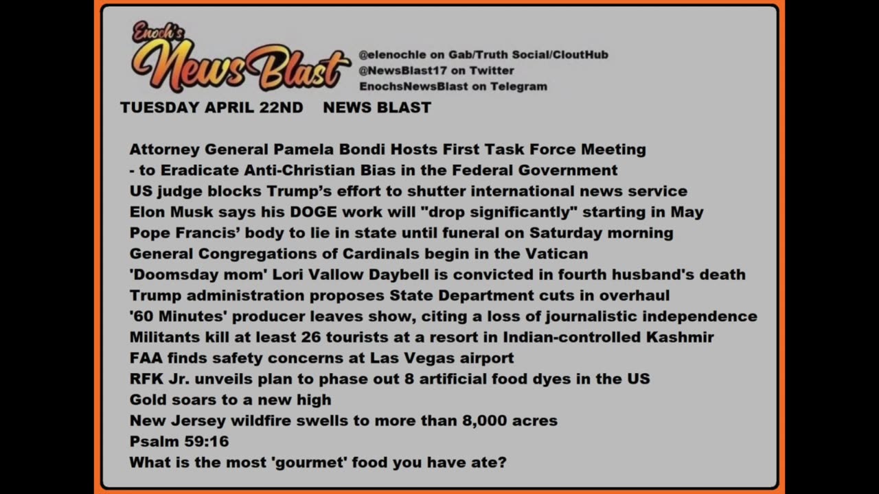 Tuesday, April 22, 2025 News Blast