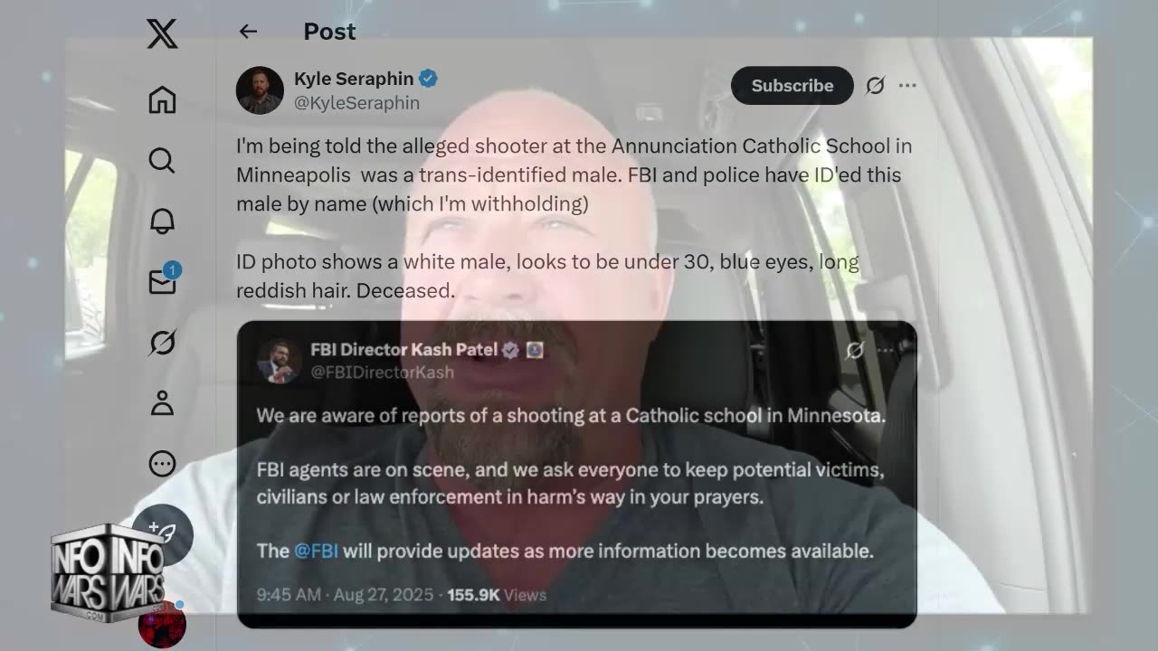 FBI Sources Tell Infowars That The Shooter Was A Trans Identified Male! 8/27/25