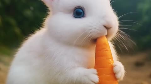 Watch cute lil' Hooppy the bunny enjoy his crunchy carrot snack! 🐰🥕