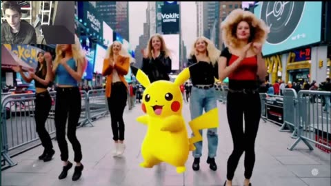 Pikachu The Pokemon Dancing With Women In Times Square, New York Fake Funny Parody Video