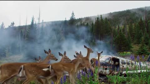 Mountain Forest Crash with Wildlife