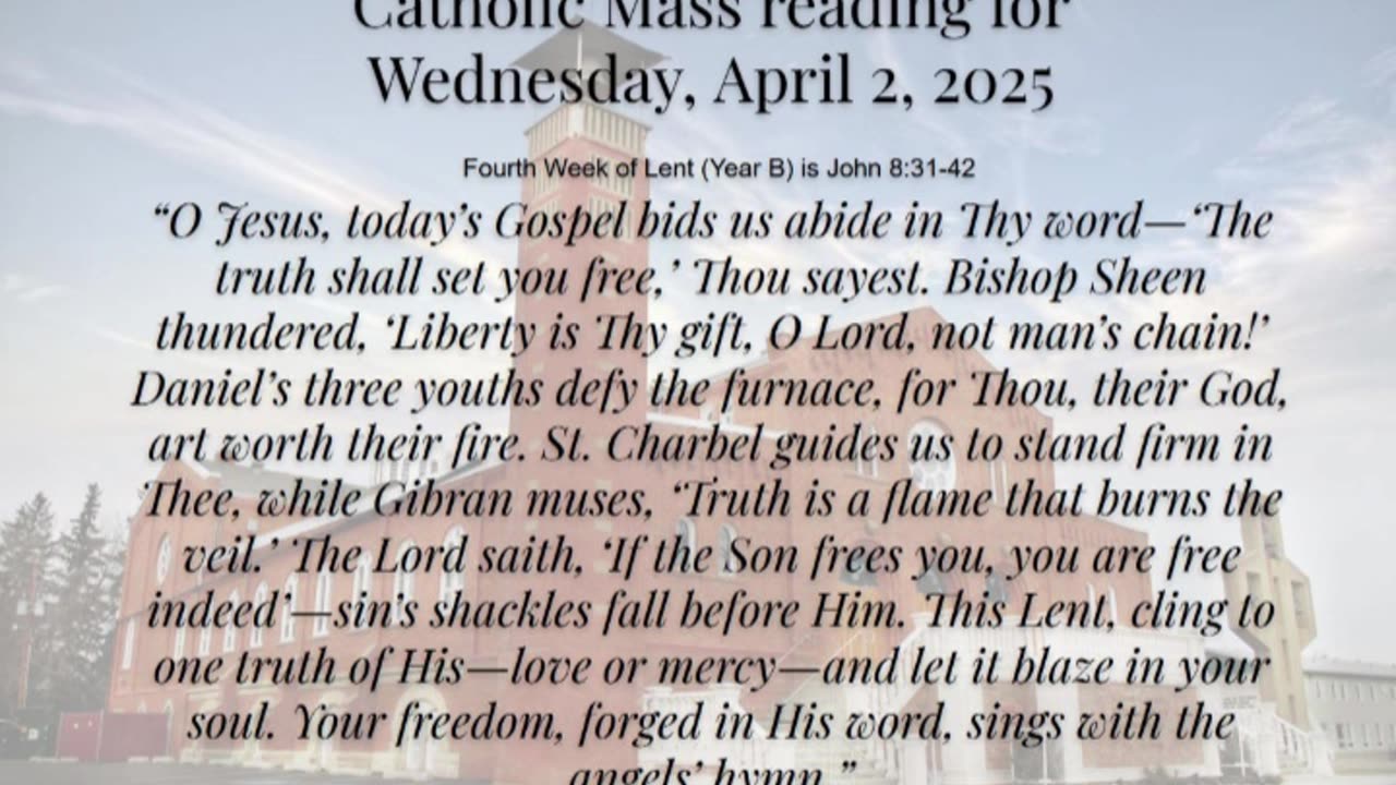 Today’s Mass Reading: Wednesday, April 2, 2025