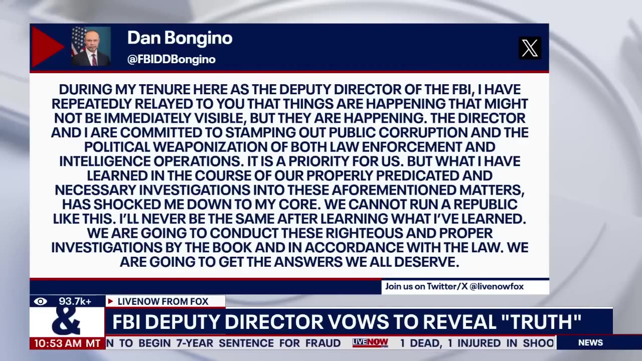 ⚡Dan Bongino releases cryptic post today: vows to reveal the 'truth'