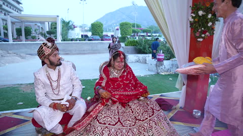 Pigeon Sits on Bride Head During Her Wedding