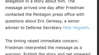 Reporter Questions Pete Hegseth’s Adviser and is Now Facing Smear Threats