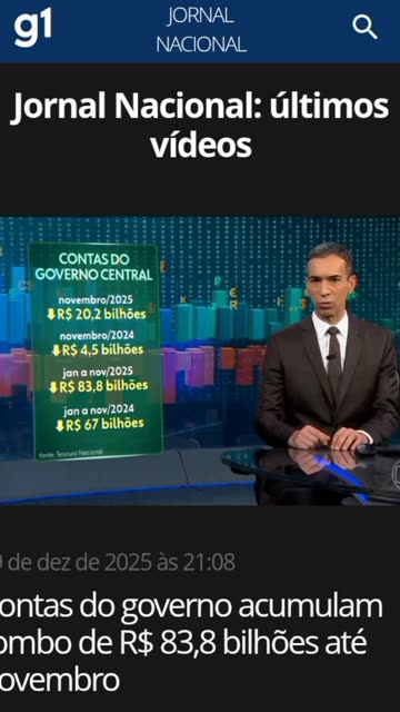 29 de dez de 2025 às 21:08 Contas do governo acumulam rombo de R$ 83,8 bilhões até novembro.