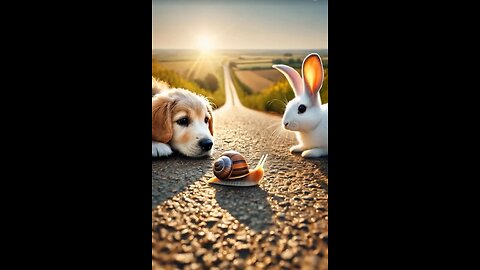 A cute rabbit help the puppy #rabbit #puppy