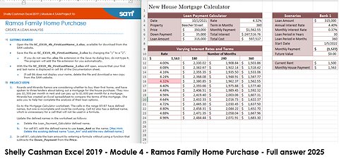 Shelly Cashman Excel 2019 | Module 4: SAM Project 1b | Ramos Family Home Purchase (2025)