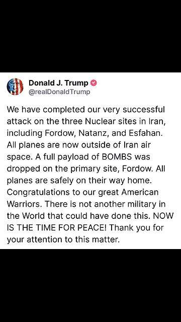 Breaking News America joins Israel in the War against Iran