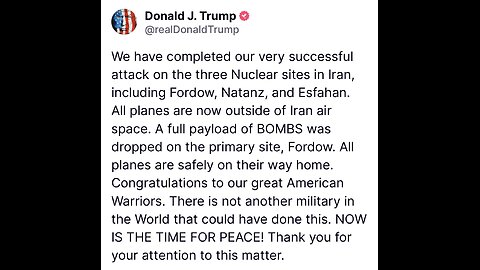 Breaking News America joins Israel in the War against Iran