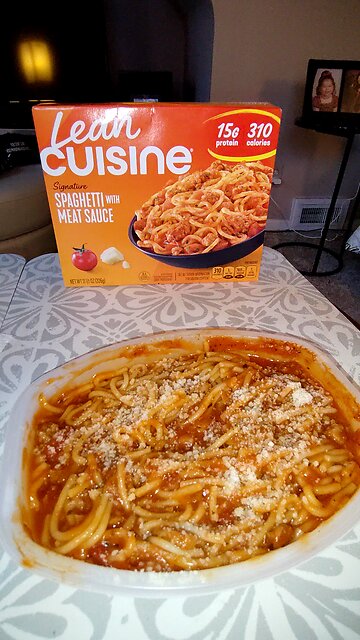 Eating Lean Cuisine Spaghetti With Meat Sauce, Dbn, MI, 11/13/25