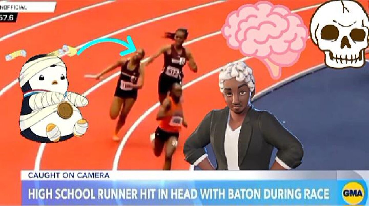 High School Runner "Kaelen Tucker" Gets Hit In The Head With A Baton By Opponent "Alaila Everett"
